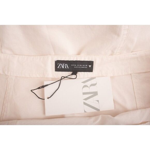 Zara Womans Midi Skirt Size XL Cream Beige Asymmetric Hem 4764/402 NWT - Picture 7 of 7